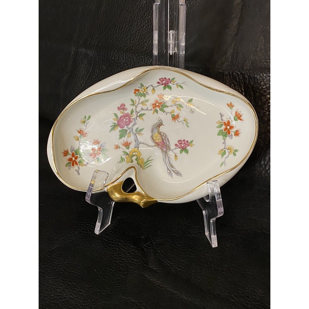 Murmac Limoges France Hand Enameled Fenghuang/Phoenix Bird Blossom Tree Trinket